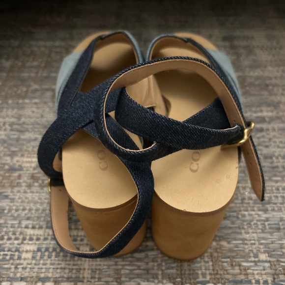 Coach wooden and denim clog wedge sandals size 6 - Picture 11 of 12